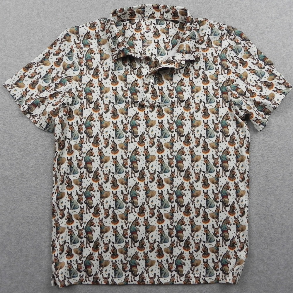 Iron Oak Polo Shirt Boys Youth Large Jack Donkey Graphic Print Short Sleeve Golf